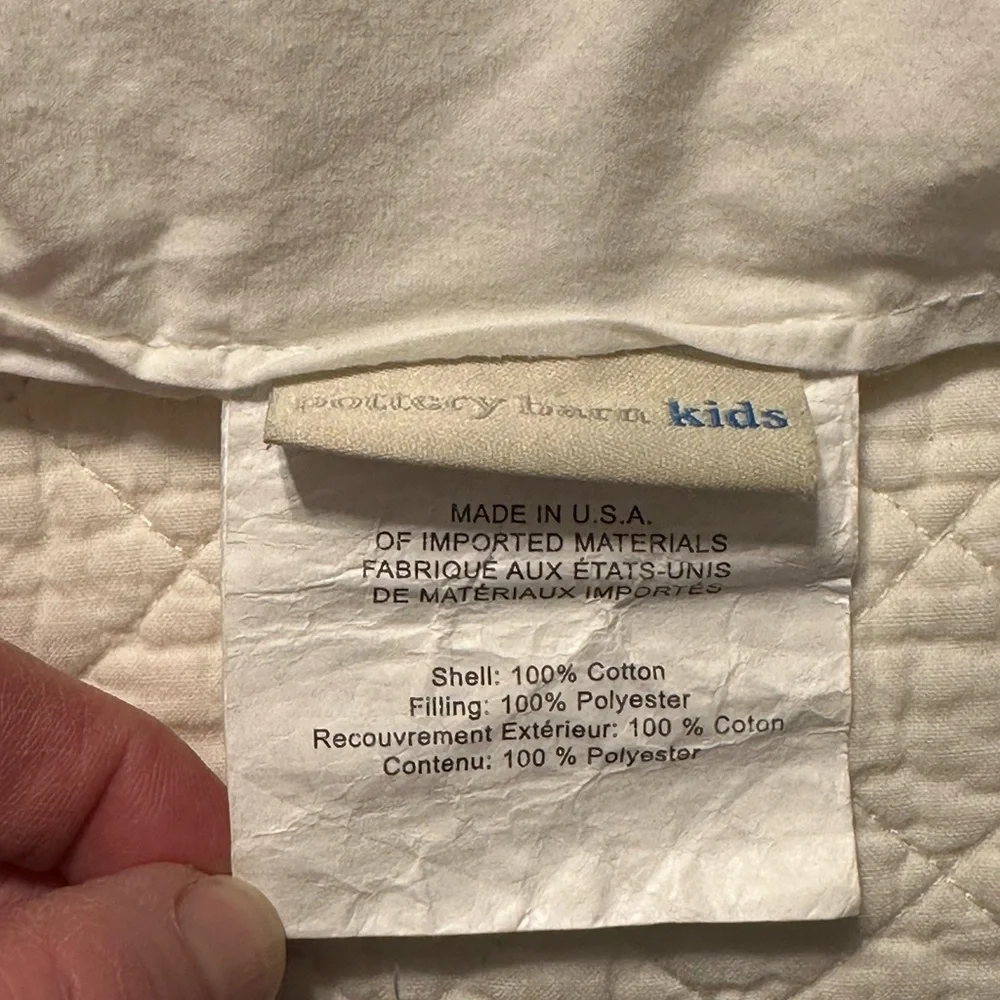 Pottery Barn Kids White Quilted Comforter 50”x36”